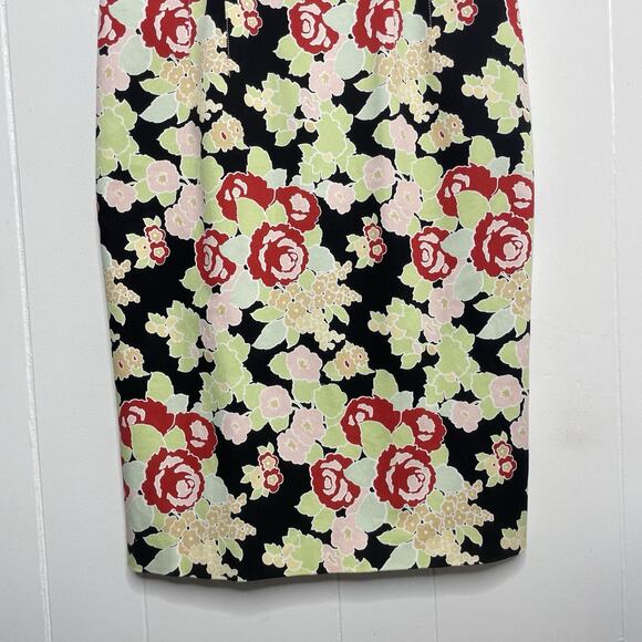 VTG Talbots Dress Floral Mod 60s Mad Men Sleeveless V Neck 8 Green Red Retro - Picture 4 of 11